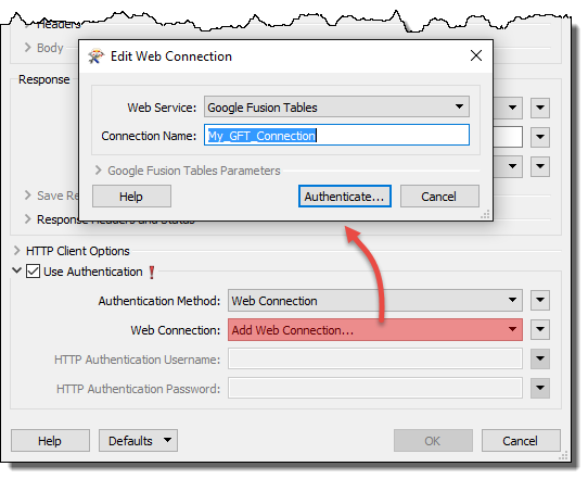 Using Web Connections