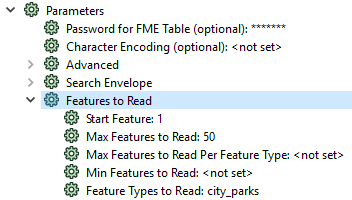 Reader Settings: Feature Types to Read