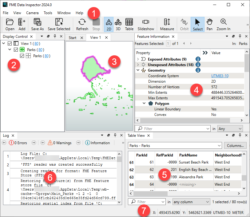 FME Data Inspector Interface