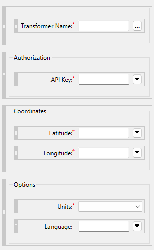 New WeatherFetcher parameters in FME Transformer Designer