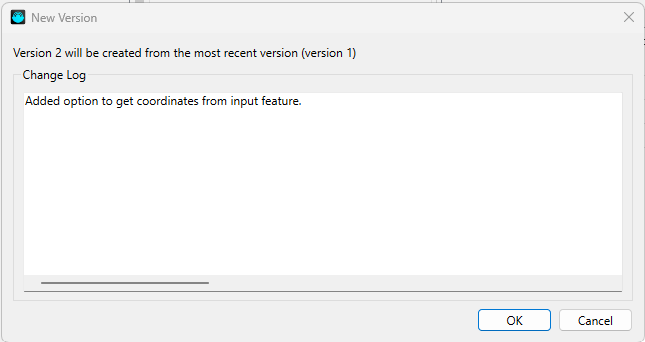 New Version dialog