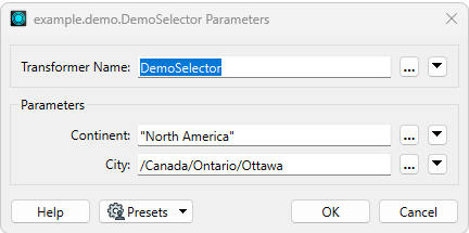 Continent and City parameters with Ottawa selected