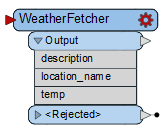 WeatherFetcher on canvas with output attributes shown
