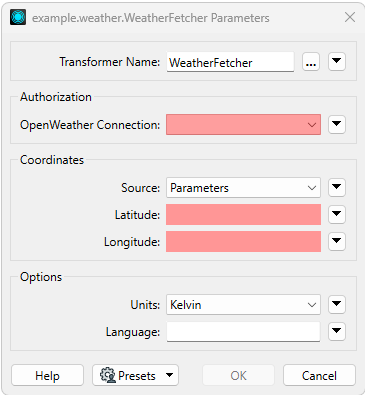 WeatherFetcher parameters with connection parameter